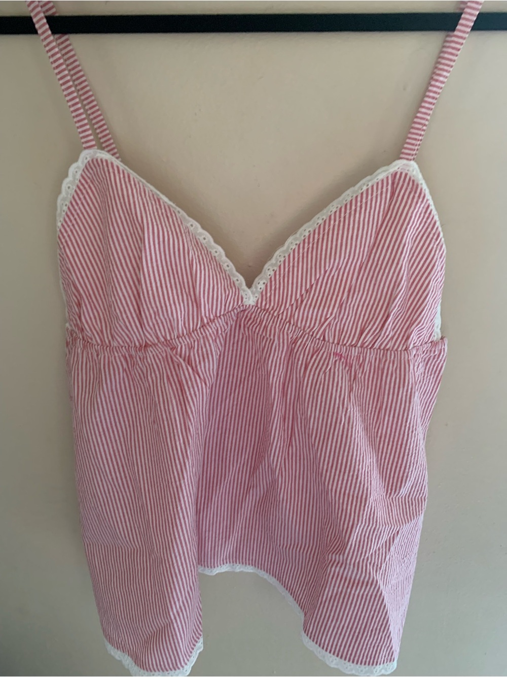 Vibe Pink & White Striped Lace-Trim Sleep Cami